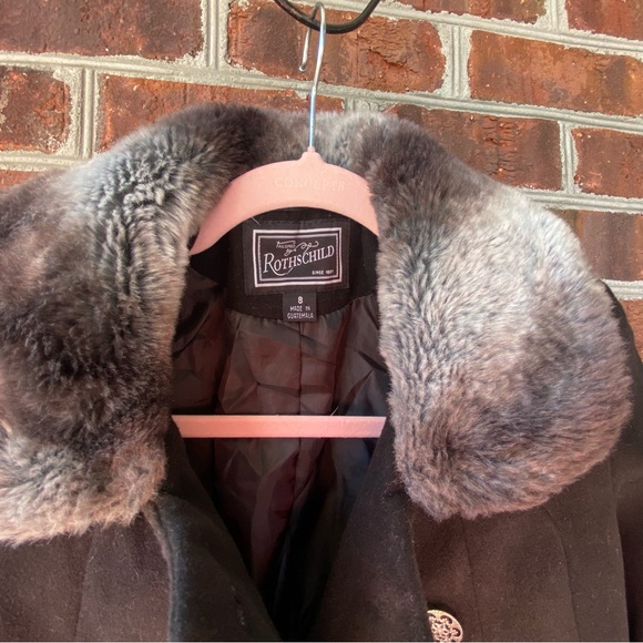 Girl’s Rothschild Black “Skater” Dress Coat with Faux Fur Trim, Size 8 - Picture 2 of 12